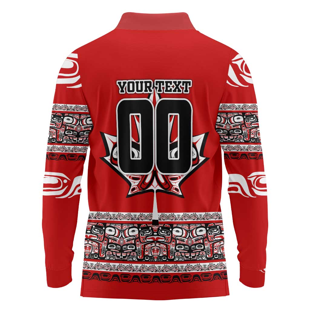 Haida Hockey Canada Long Sleeve Polo Shirt Maple Leaf