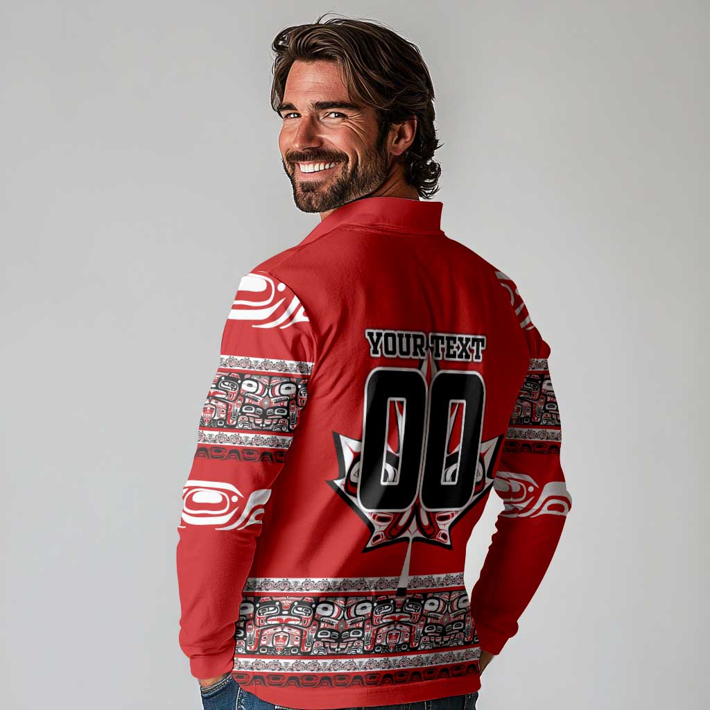 Haida Hockey Canada Long Sleeve Polo Shirt Maple Leaf