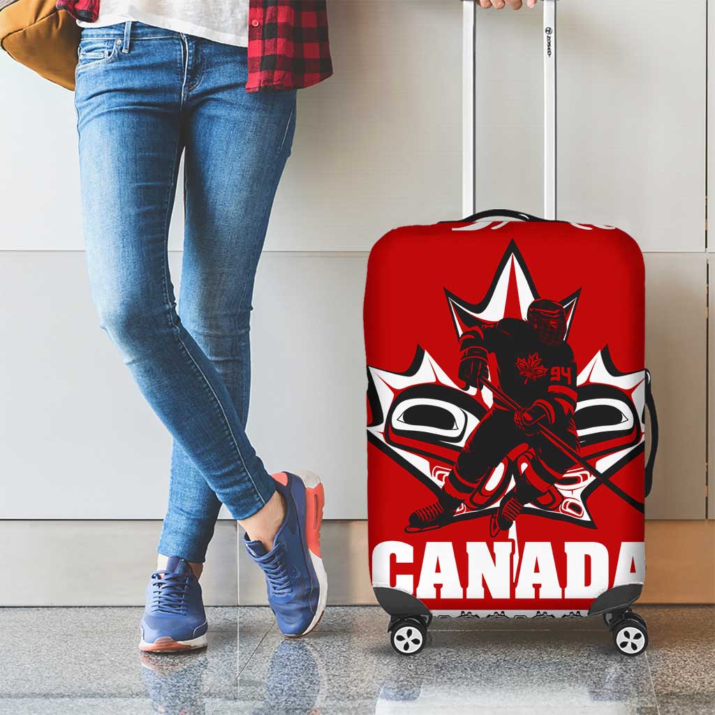 Haida Hockey Canada Luggage Cover Maple Leaf
