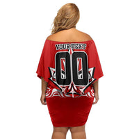 Haida Hockey Canada Off Shoulder Short Dress Maple Leaf