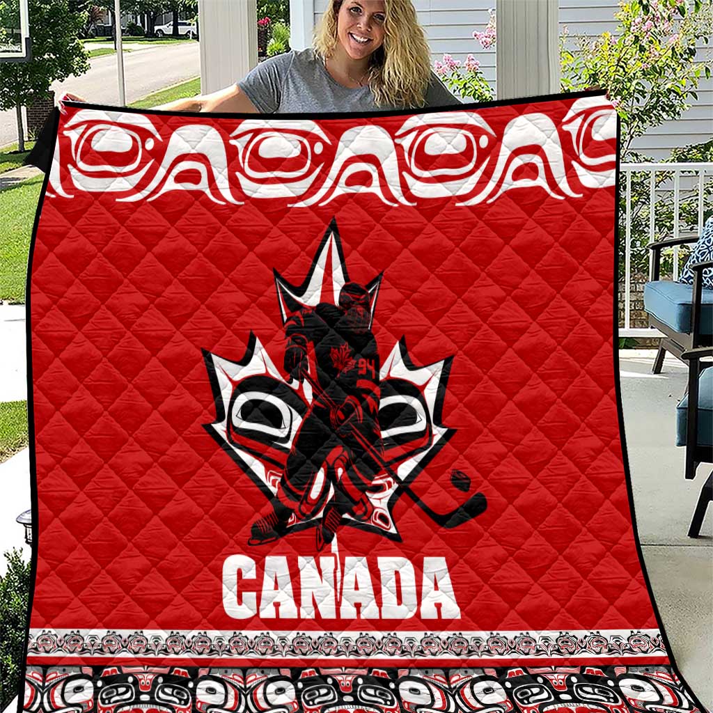 Haida Hockey Canada Quilt Maple Leaf