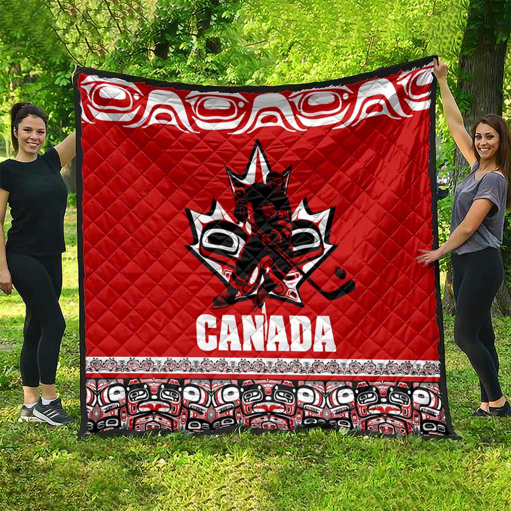 Haida Hockey Canada Quilt Maple Leaf