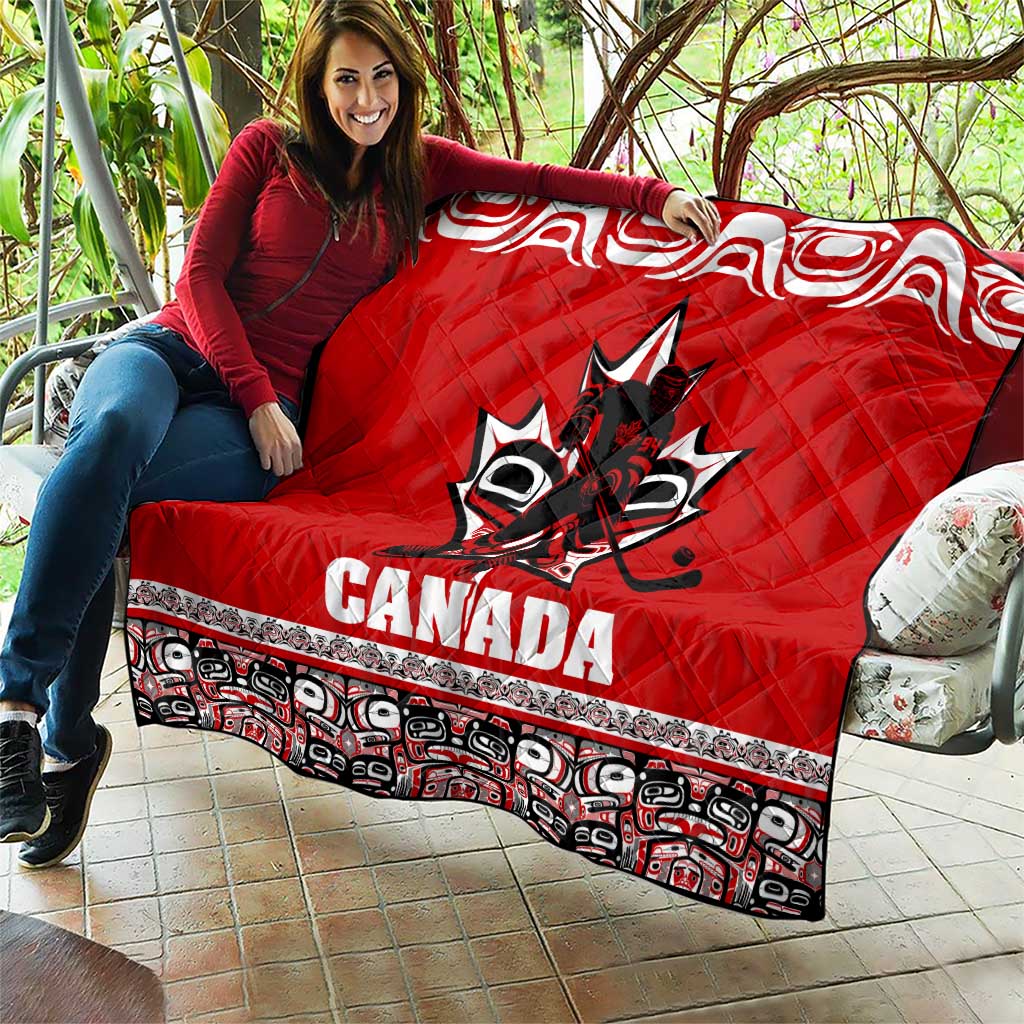 Haida Hockey Canada Quilt Maple Leaf