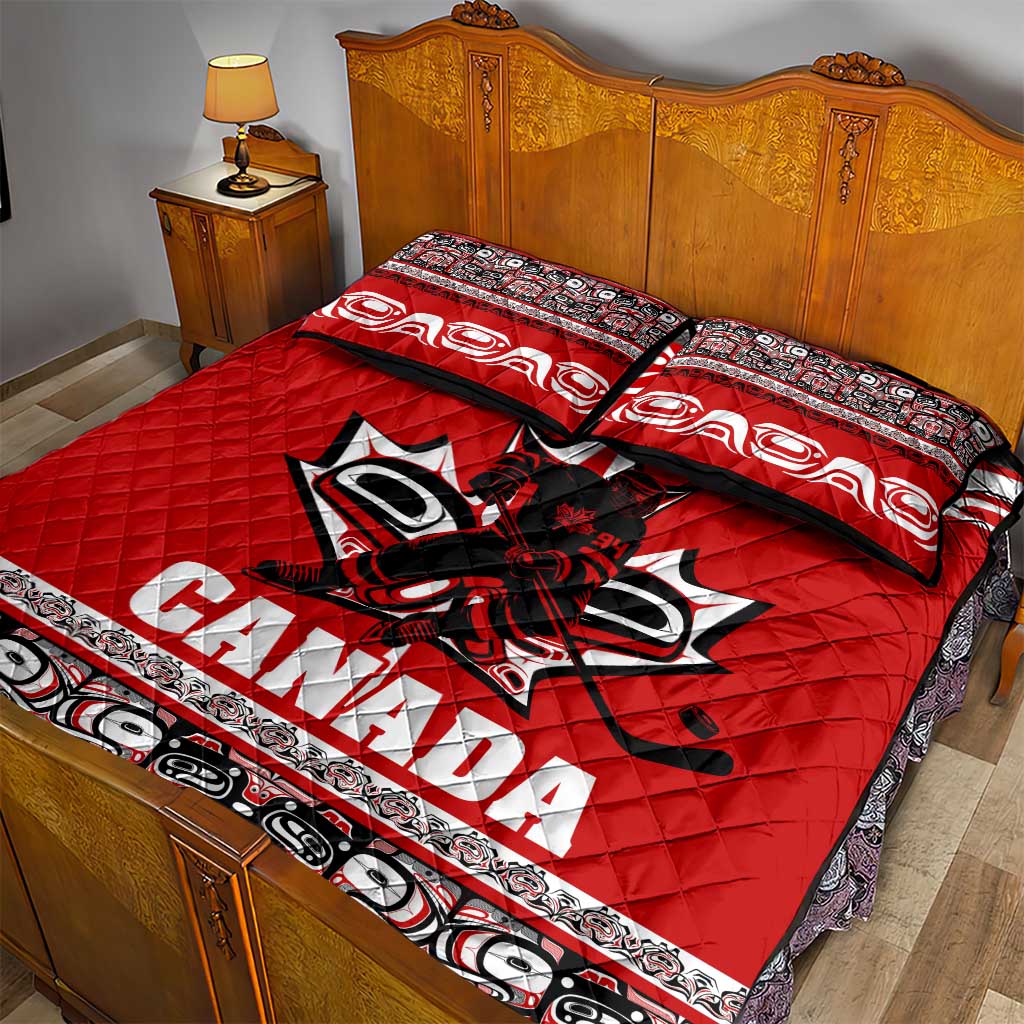 Haida Hockey Canada Quilt Bed Set Maple Leaf