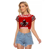 Haida Hockey Canada Raglan Cropped T Shirt Maple Leaf
