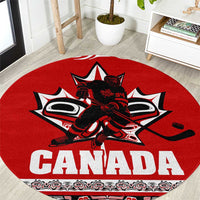 Haida Hockey Canada Round Carpet Maple Leaf