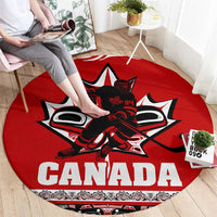 Haida Hockey Canada Round Carpet Maple Leaf