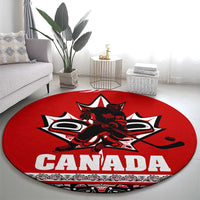 Haida Hockey Canada Round Carpet Maple Leaf