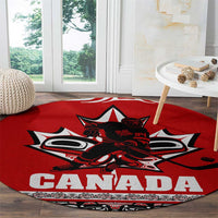 Haida Hockey Canada Round Carpet Maple Leaf