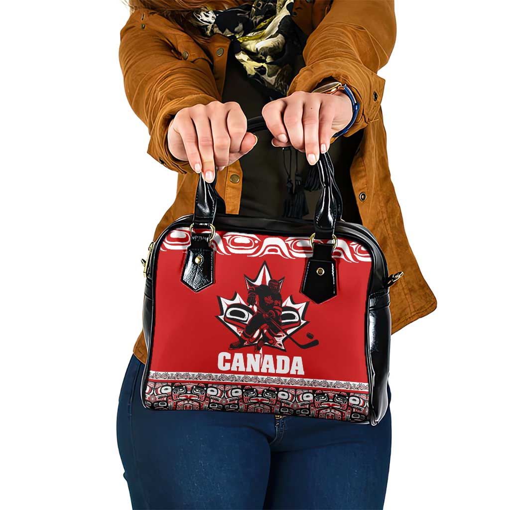Haida Hockey Canada Shoulder Handbag Maple Leaf
