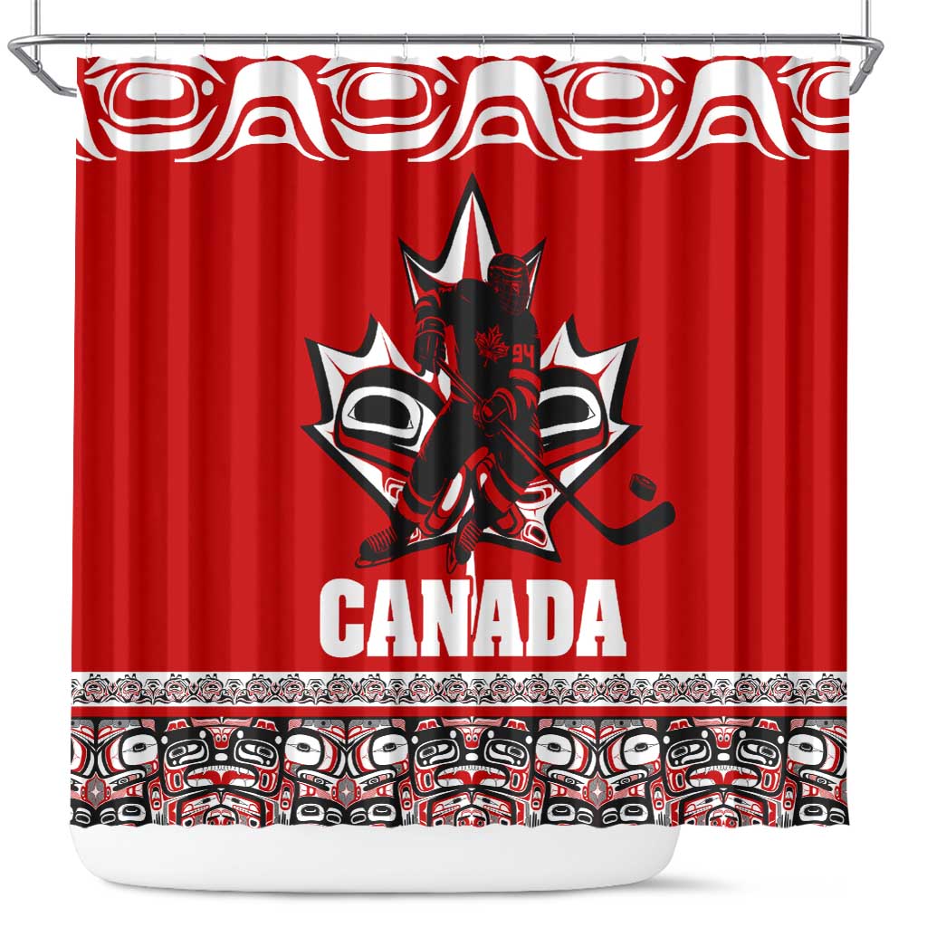 Haida Hockey Canada Shower Curtain Maple Leaf