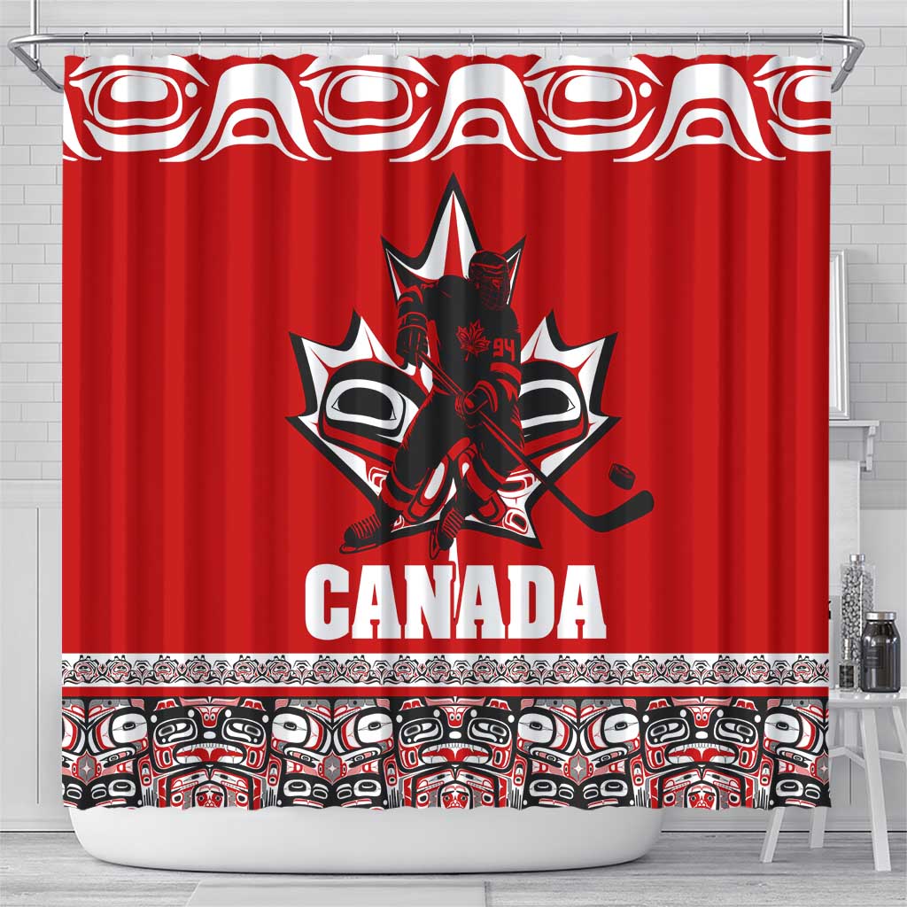 Haida Hockey Canada Shower Curtain Maple Leaf