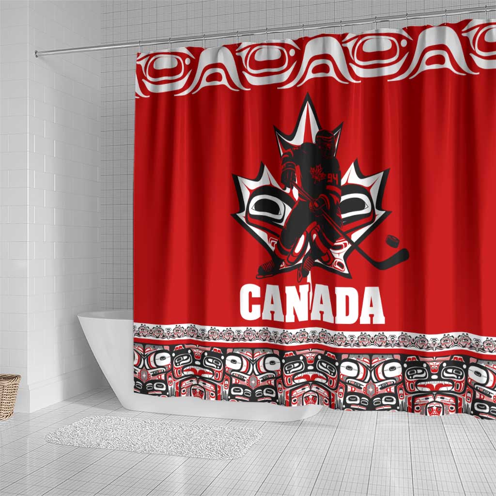 Haida Hockey Canada Shower Curtain Maple Leaf