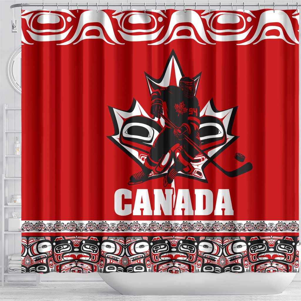 Haida Hockey Canada Shower Curtain Maple Leaf