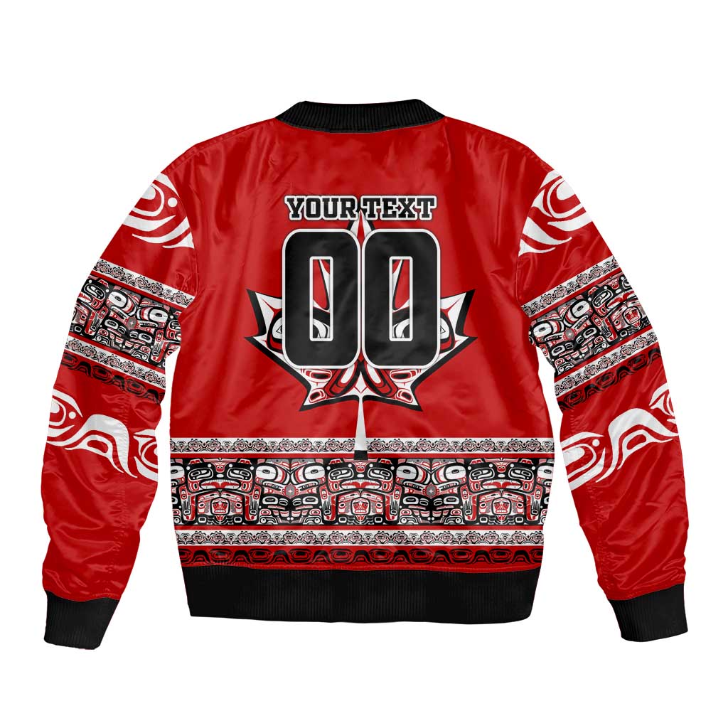 Haida Hockey Canada Sleeve Zip Bomber Jacket Maple Leaf