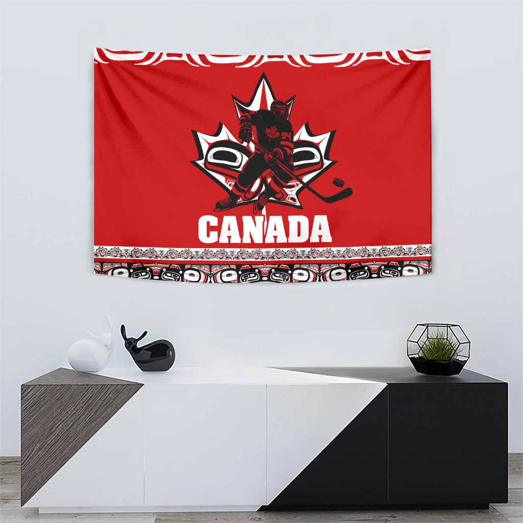 Haida Hockey Canada Tapestry Maple Leaf