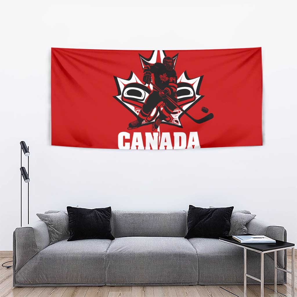 Haida Hockey Canada Tapestry Maple Leaf