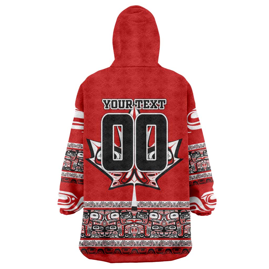 Haida Hockey Canada Wearable Blanket Hoodie Maple Leaf