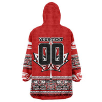 Haida Hockey Canada Wearable Blanket Hoodie Maple Leaf