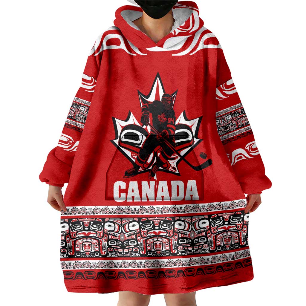 Haida Hockey Canada Wearable Blanket Hoodie Maple Leaf