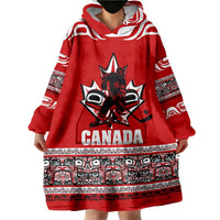 Haida Hockey Canada Wearable Blanket Hoodie Maple Leaf