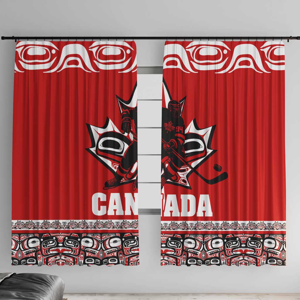 Haida Hockey Canada Window Curtain Maple Leaf