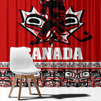 Haida Hockey Canada Window Curtain Maple Leaf