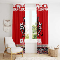 Haida Hockey Canada Window Curtain Maple Leaf