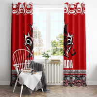 Haida Hockey Canada Window Curtain Maple Leaf