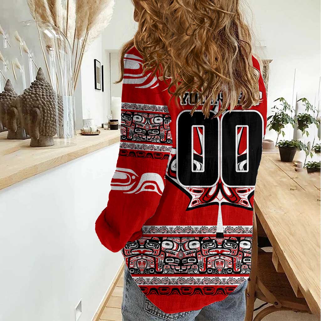Haida Hockey Canada Women Casual Shirt Maple Leaf
