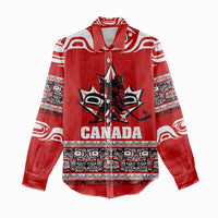 Haida Hockey Canada Women Casual Shirt Maple Leaf