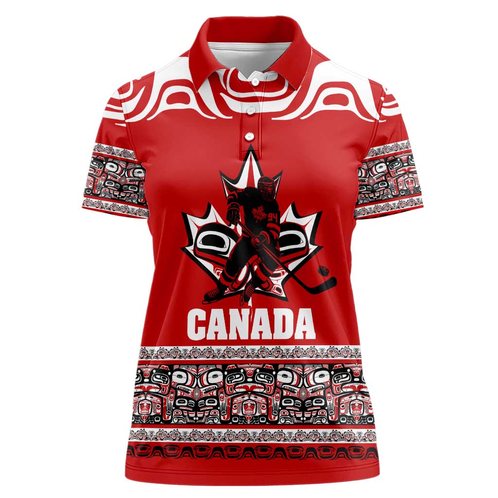 Haida Hockey Canada Women Polo Shirt Maple Leaf