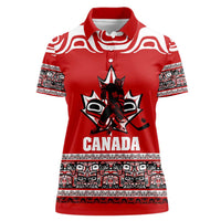 Haida Hockey Canada Women Polo Shirt Maple Leaf