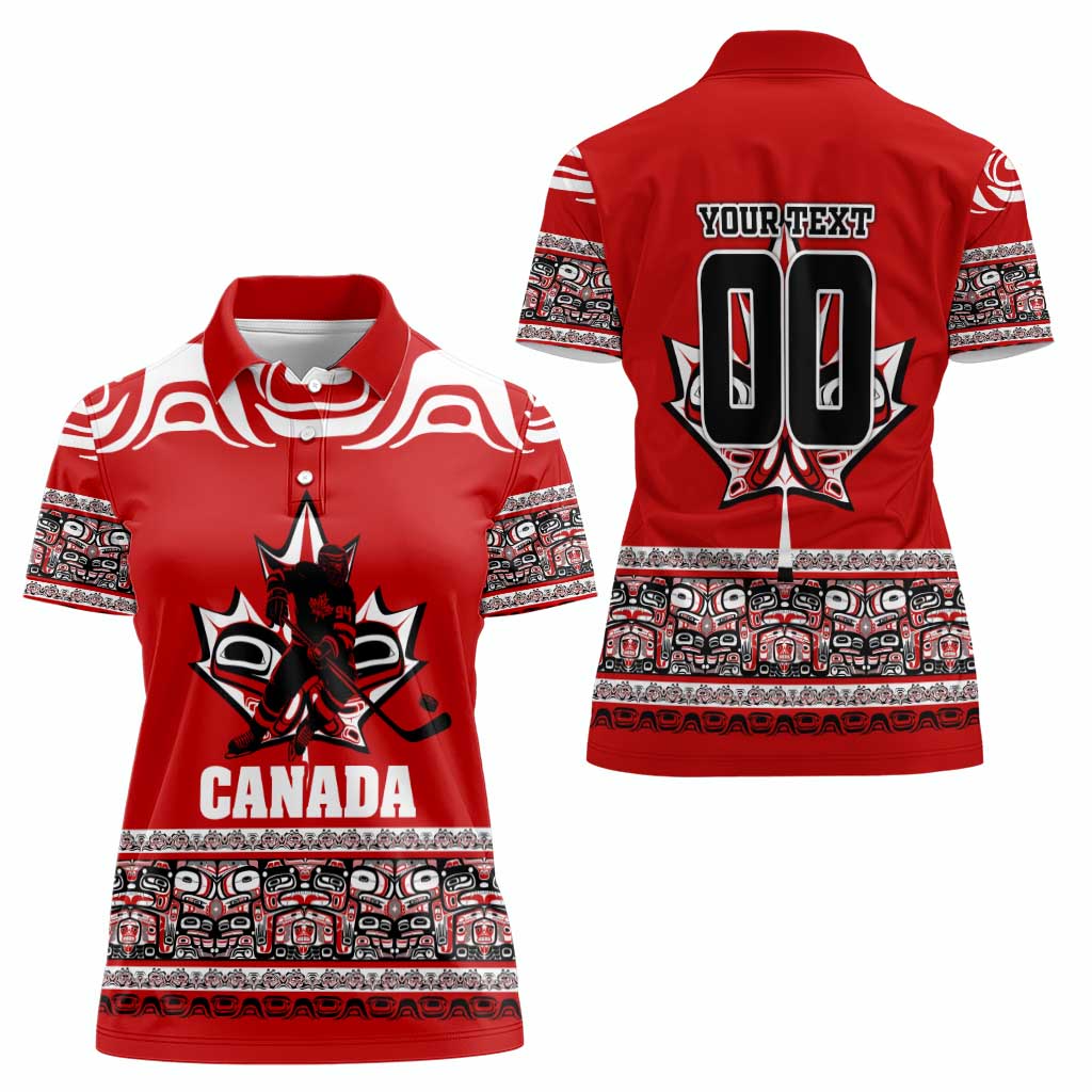 Haida Hockey Canada Women Polo Shirt Maple Leaf