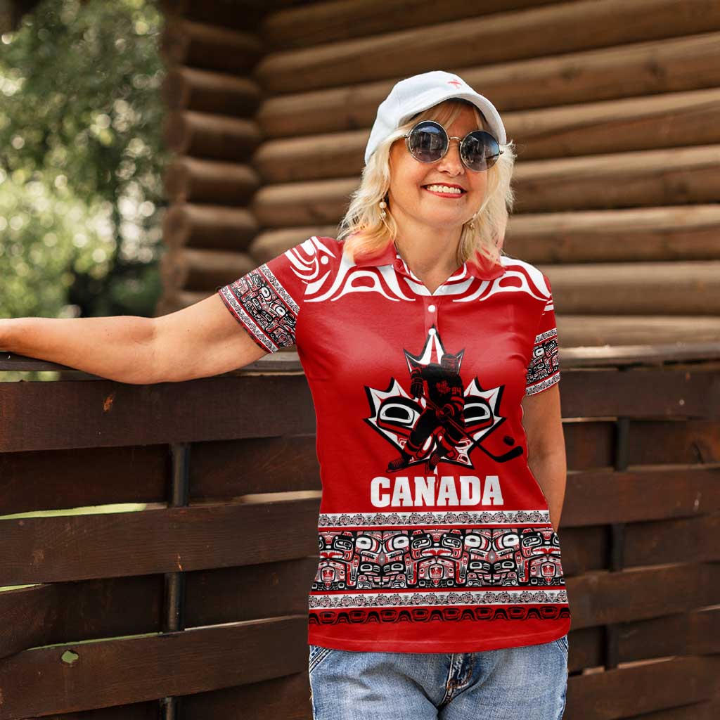 Haida Hockey Canada Women Polo Shirt Maple Leaf
