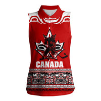 Haida Hockey Canada Women Sleeveless Polo Shirt Maple Leaf