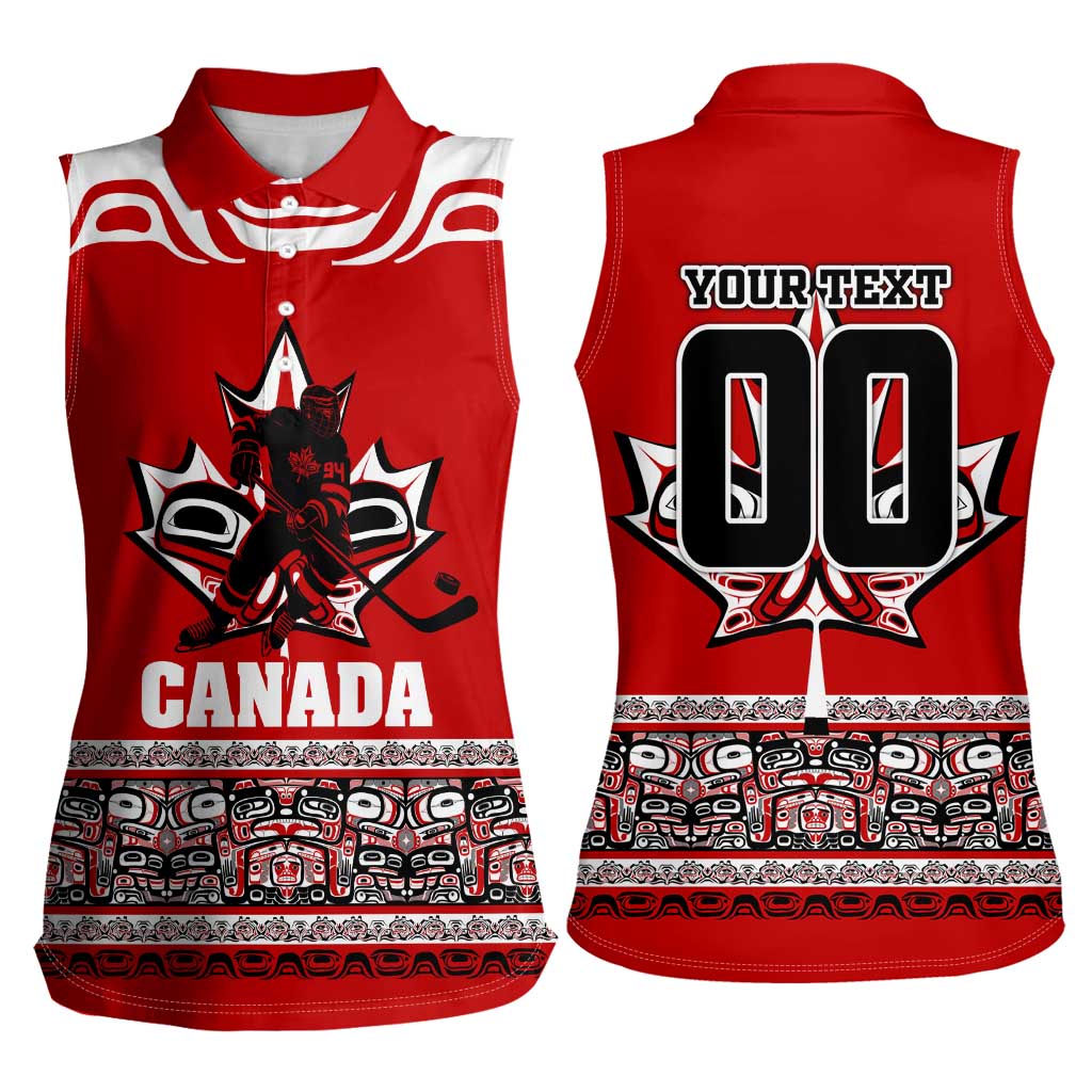 Haida Hockey Canada Women Sleeveless Polo Shirt Maple Leaf