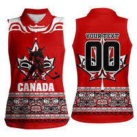 Haida Hockey Canada Women Sleeveless Polo Shirt Maple Leaf