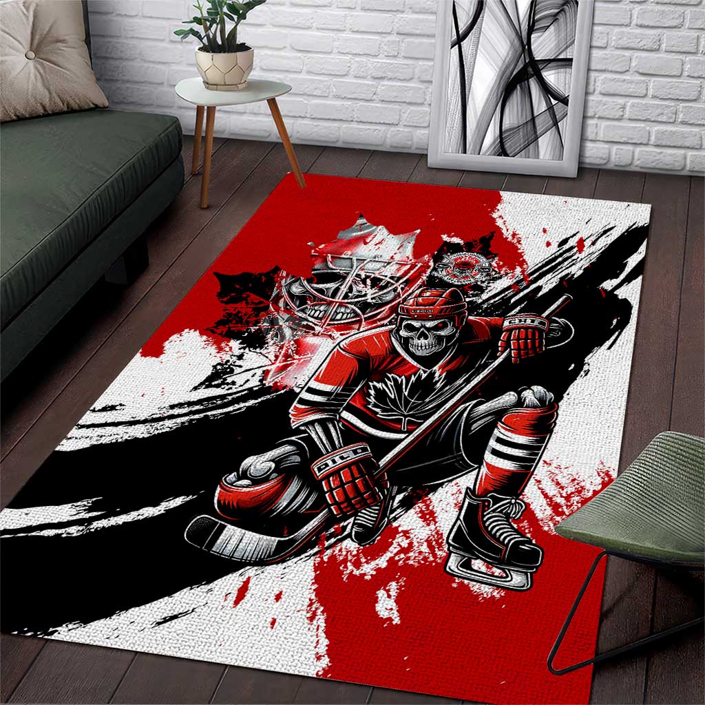 Canada Hockey Skull Life and Death Area Rug