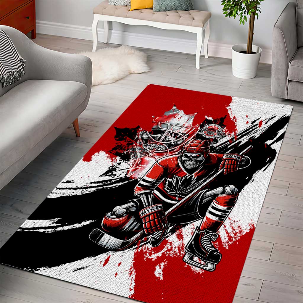 Canada Hockey Skull Life and Death Area Rug