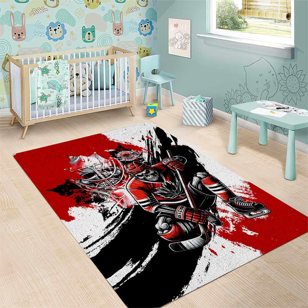 Canada Hockey Skull Life and Death Area Rug