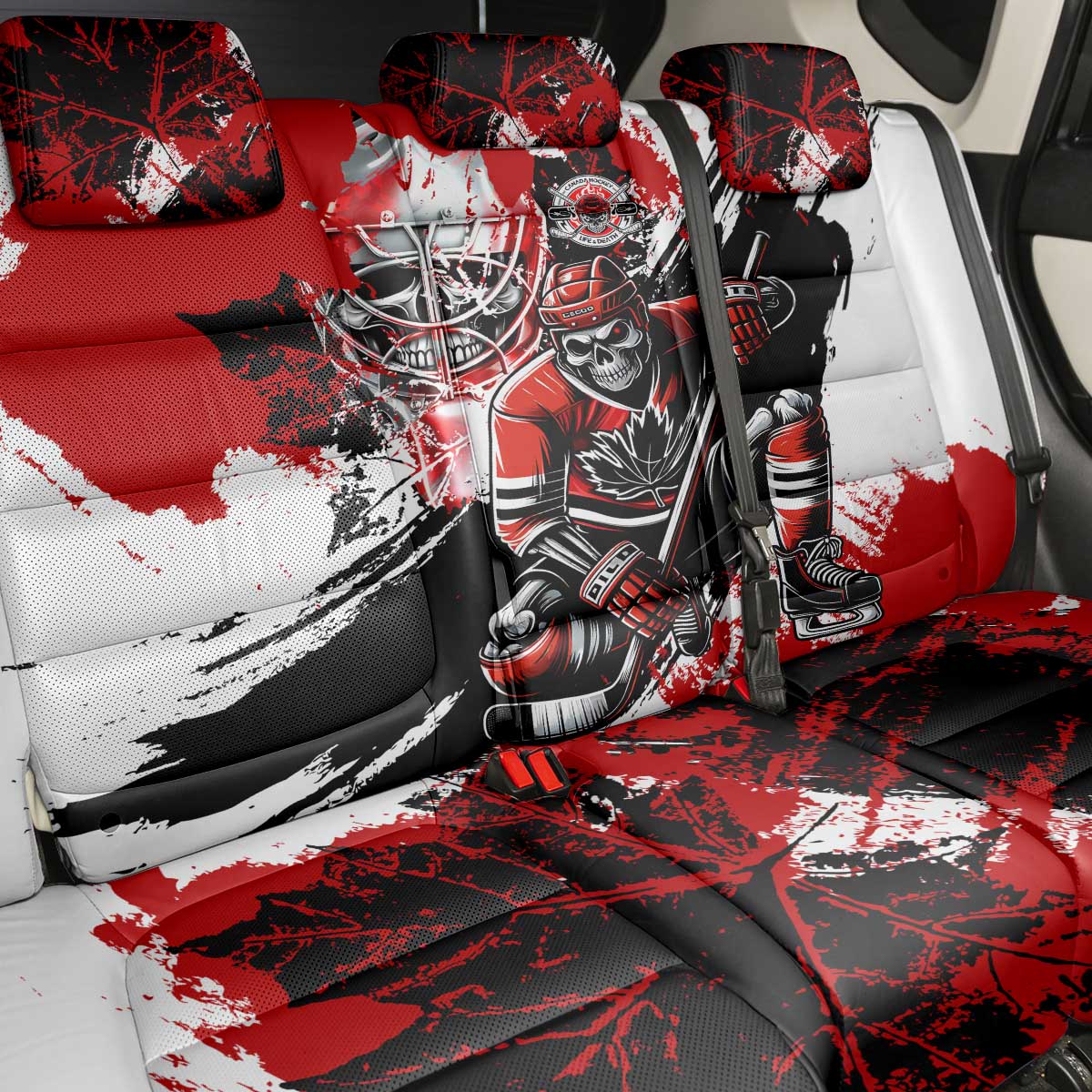 Canada Hockey Skull Life and Death Back Car Seat Cover