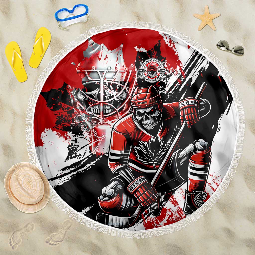 Canada Hockey Skull Life and Death Beach Blanket