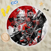 Canada Hockey Skull Life and Death Beach Blanket