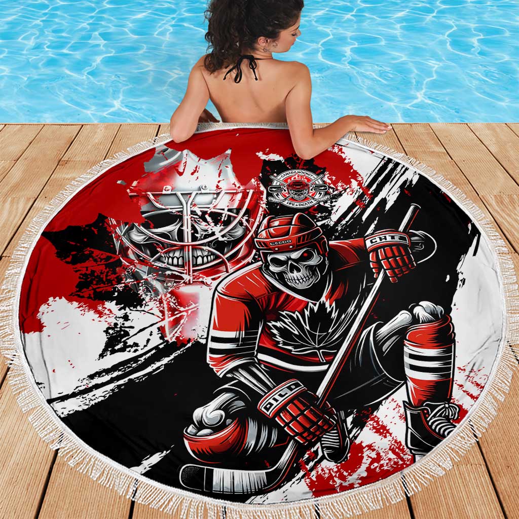 Canada Hockey Skull Life and Death Beach Blanket