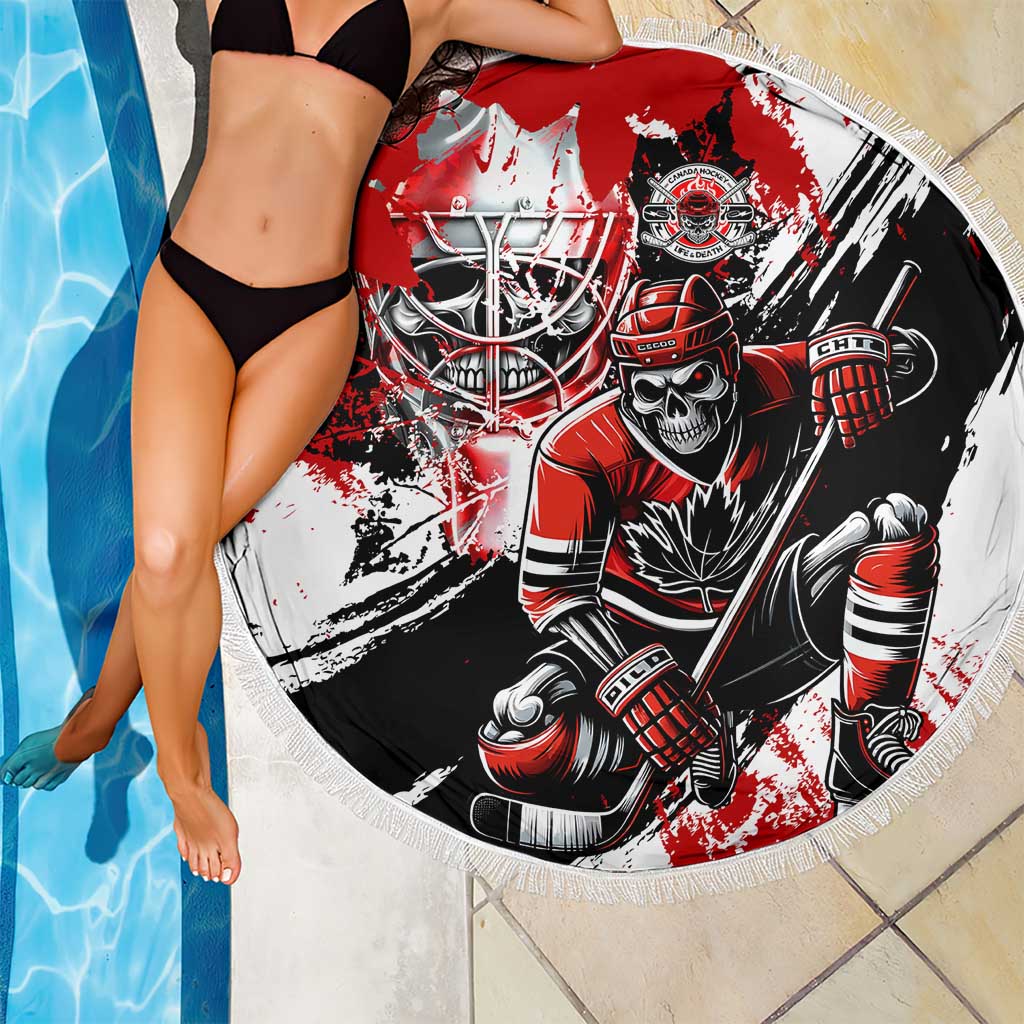 Canada Hockey Skull Life and Death Beach Blanket