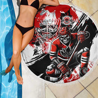 Canada Hockey Skull Life and Death Beach Blanket