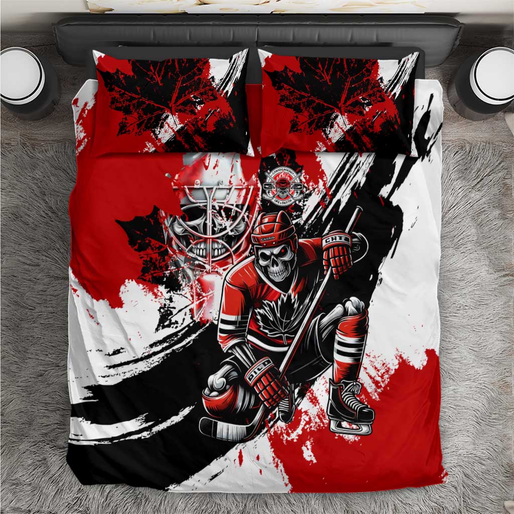 Canada Hockey Skull Life and Death Bedding Set