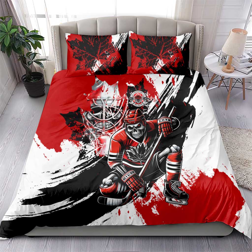 Canada Hockey Skull Life and Death Bedding Set