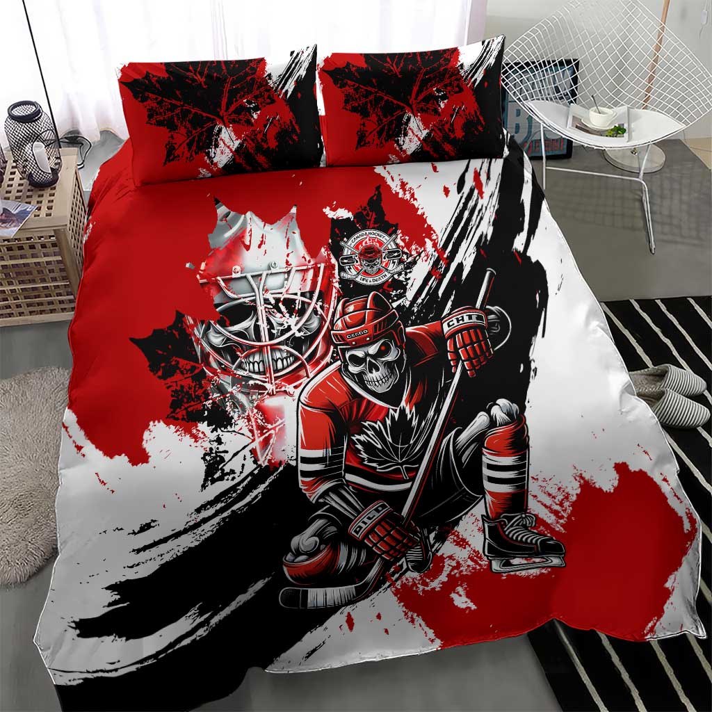 Canada Hockey Skull Life and Death Bedding Set